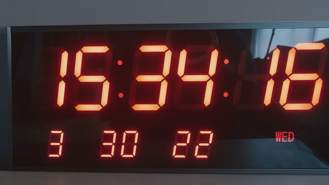 GIANT 7″ NUMERALS LED DIGITAL CALENDAR WALL CLOCK WITH REMOTE