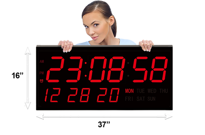 GIANT 7″ NUMERALS LED DIGITAL CALENDAR WALL CLOCK WITH REMOTE CONTROL (4429730349102)
