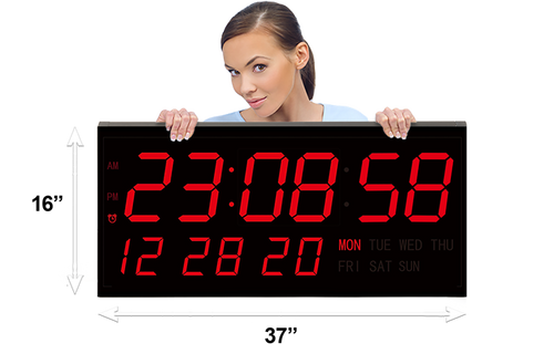 GIANT 7″ NUMERALS LED DIGITAL CALENDAR WALL CLOCK WITH REMOTE CONTROL (4429730349102)